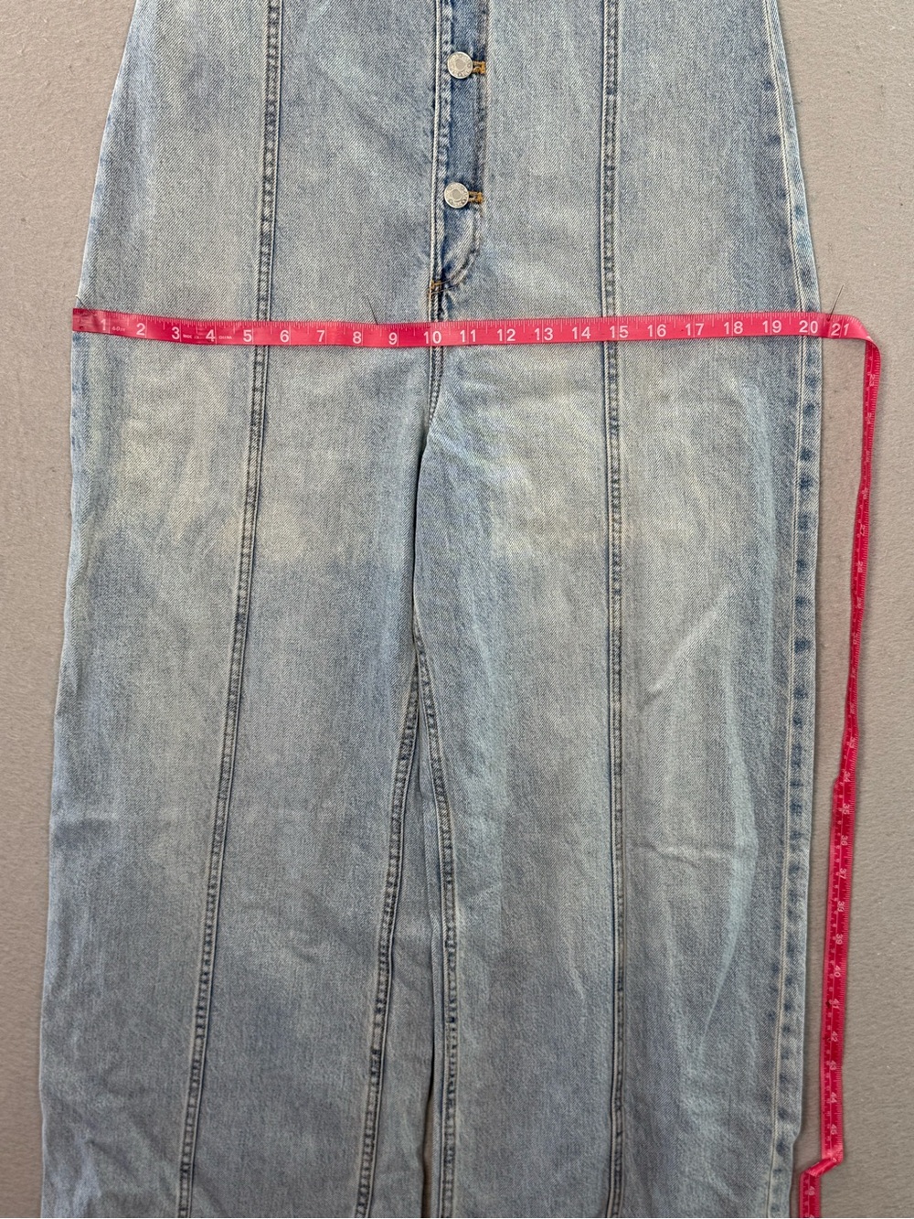 ZARA - women’s Denim strapless light wash blue jeans jumpsuit wide leg cotton M - Picture 9 of 11